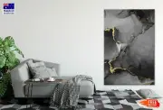 Black & Gold Marble Ink Abstract Wall Canvas Home Decor Australian Made Quality