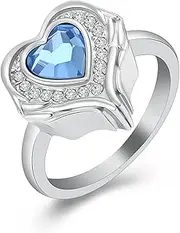 [QGJNSGC] Angel Wings Heart Cremation Ring Holds Loved Ones Ashes Heart Urn Ring for Ashes for Women Men Memorial Keepsake Finger Rings for Pet Human Ash Jewellery