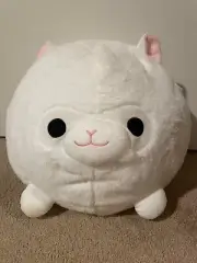Takashoji Big Round Fuzzy White Alpaca Plush 16" Cute Super Soft NWT Round 1