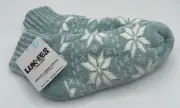 Lukees Muk Luks Short Cabin Socks Mint Green Snowflakes Sz 5-7 Sm-Med No Slip