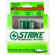 STRIKE 8100MW 3.7V USB-C Recharge Battery 18650 with Cable - 2 Pack A1931-2C