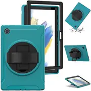 For Samsung Galaxy Tab A8 10.5 inch X200 X205 Shockproof Case Heavy Duty Military Grade Rotating Cover (Blue)