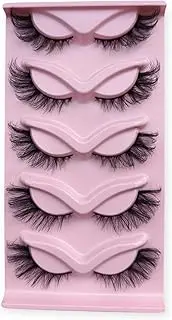 Click On False eyelash,5 Pairs Fox False Eyelashes,Naturally curled faux mink lashes, 3D Eyelashes Handmade False Eyelash Set, Professional False Eyelashes Voluminous, thick strip lashes