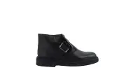 [10710] Clarks Desert Buckle Boot Boys Little Kids Black Leather Wide
