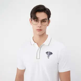 GIORDANO 男裝彈力刺繡POLO衫 - 77 標誌白