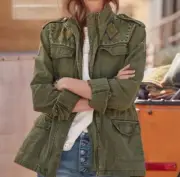 NWT Sundance Twin Rivers Jacket Army Military Olive Green Embroidered Bohemian S