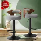 Bar Stools Set of 2 Gas Lift Swivel Bar Chairs Stool Wooden Home Furniture. Grey