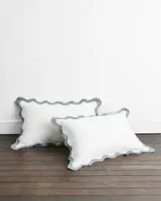 White & Mineral 100% French Flax Linen Scalloped Pillowcases (Set of Two)