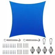 14 ft. x 14 ft. 190 GSM Blue Square Sun Shade Sail with Square Kit