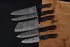 CUSTOM HANDMADE DAMASCUS STEEL 5PCS KITCHEN CHEF KNIFE SET WITH ROLL BAG