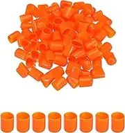uxcell 100pcs 15mm Rubber End Caps Cover PVC Vinyl Screw Thread Protector Round Wire Shelf Caps for Screw Bolt Pipe Fence Post, Orange