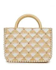 Lele Sadoughi Maya Crystal Fan Mini Raffia Tote