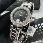 【VERSUS】VERSUS凡賽斯女錶型號VV00390(黑色錶面銀錶殼銀色精鋼錶帶款)
