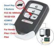 5 Buttons Smart Remote Car Key Fob 433Mhz with ID47 Chip for Honda