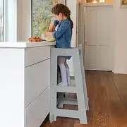 Stepup Baby Montessori Learning Tower Toddler Step with Adjustable Height & Safety Rail (Grey)