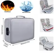 2000℉ Large Fireproof Document Box with Lock File Storage Waterproof Safe Bag