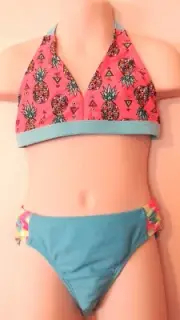 Blue Pineapple Circo Two Piece Bikini Swim bathing suit swimwear UPF 50+ S 6/6x