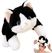 Weighted Plush Cute Weighted Cat Stuffed Animal PP Cotton Filled Cat Plush, 11.8 Inch Soft Kitten Pillow Gifts for Kids Adults Christmas, Black, Stuffed Animal