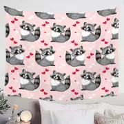 Adorable Heart Loving Raccoon Tapestry