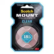 NEW Scotch 1 in. x 1.60 yds. Clear Indoor Permanent Double-Sided Mounting Tape
