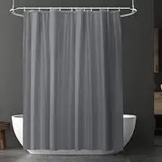 URAQT Shower Curtain, PEVA Waterproof Shower Curtain Liner, Heavy-Duty Bathroom Shower Curtains with 12 Hooks, Machine Washable Grey Bath Curtain with Metal Rustproof Eyelets, PVC-Free, 72 x 72 Inch