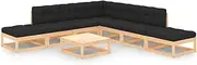 8 Piece Garden Lounge Set with Cushions Solid Pinewood, Garden Furniture Sets