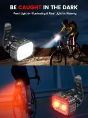 Cuvccn Bike Lights, Rechargeable Bicycle Lights Set Super Bright 8+12 Modes, IPX