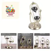 60 Minutes Hourglass Sand Timer, 360° Rotating Black Sand Clock, Metal Sand W...
