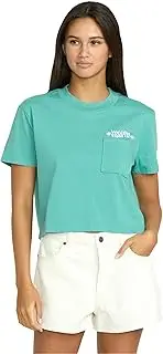 [Volcom] Junior's Women's Dial Short Sleeve Pocket Tee, Faded