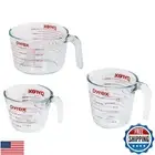 Pyrex 3 Piece Measuring Cup Set, Includes 1, 2, and 4 Tempered Glass Liquid M