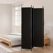 4-Panel Room Divider Folding Wall Privacy Screen Stand Black 200x220cm Fabric