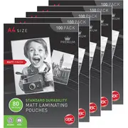 5 Pack GBC Laminating Pouch Matt Frost 80 Micron A4 Clear Pack 100 Sheets