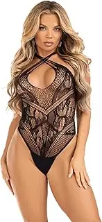 [Leg Avenue] Womens Lace Thong Back Teddy with Strappy Cross-Over BackLingerie
