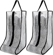 [Fabselection] 2 Pair Tall Boots Storage Bags, Portable Dust Proof and Waterproof Shoe Bags, Zippered Boots Organizer Protector Bag with Handle for Muddy Hunting Hiking Fishing