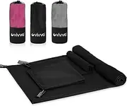 Vivva Microfibre Towel Travel，Camping Towels Set of 3, Quick Drying Bath Towels, Sports Fitness Reversible Fleece Quick Drying Towels for Gym, Pool, Yoga, Beach, Outdoor Travel (Black)
