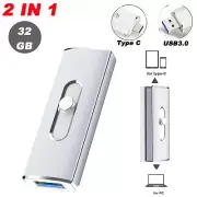 32G Dual 2 In 1 USB 3.0 Type C Flash Drive OTG Memory Stick Drive For PC Android
