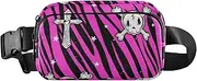 [Amooorous] Y2k Peach Leopard Skulls Trendy Waist Bag Fanny Pack for Women Men Small Sling Bag Travel Essential with Adjustable Strap for Travel Running Hiking, y2k Peach Leopard Skulls, 1 size