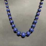 Vintage Genuine Lucite Bead Necklace Made in Hong Kong NWT MCM Navy Blue