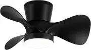 Black small Ceiling Fan with Light 22" Remote Control 3-Color Dimmable 6-Speed