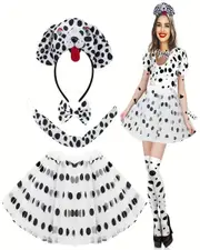 Adult Dalmation Polka Dots Costume Tutu Set