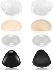 [SATINIOR] 4 Pairs Silicone Bra Inserts Breathable Breast Enhancers Waterproof Push up Pads Non Slip Reusable Bra Padding for Sports Bikini Swimsuits Dress Women Girls, Clear, Nude, Black
