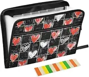 Quteprint 13 Pockets Expanding File Folder with Zipper Closure, Valentines Day Hearts Love Accordion File Folder with Sticky Labels, Letter Size A4 Papers Expandable File Document Organizer