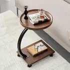 C-Shaped Side Table (B) - Small End Table for Sofa & Bed, Slides Under Couch