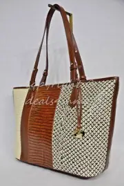 NWT Brahmin Medium Asher Tote/Shoulder Bag in Brown Sahara - Brown Tri-Texture