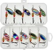 AIMALL 10/16PCS Fishing Lure Spinners Bait Spoon Set with Portable Tackle Box – Assorted Trout and Bass Fishing Tackle Kit for Freshwater and Saltwater
