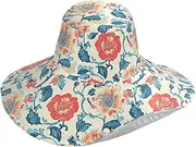 [Yoogain] Bohemian Flowers Turquoise and Coral Foldable Sun Hats for Women Beach for Golf Decorative Fishing Hats for Women Golf Fashionable sombreros para el sol de Mujer, Bohemian Flowers Turquoise and Coral