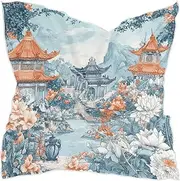 [sanluoli] Aesthetic Chinese Architecture square silk scarf pashmina funky wrap scarf for women for head bufandas para mujer, Aesthetic Chinese Architecture
