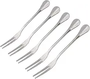 5PCS Stainless Steel BBQ Forks, 12 cm Thicken Corn Holders Meat Skewers with Heat Resistant Handle, Non Slip Barbecue Tools for Outdoor Camping Home Cooking