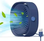 Simpeak Mini Usb Desk Fan Cooling quiet portable Blue USB Powered ONLY (No Battery), 3 Speed Setting 360° Adjustable Swivel for Home and Travel