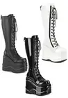 Pleaser Demonia WAVE-200 6" Wedge Platform Lace-Up Knee High Boot